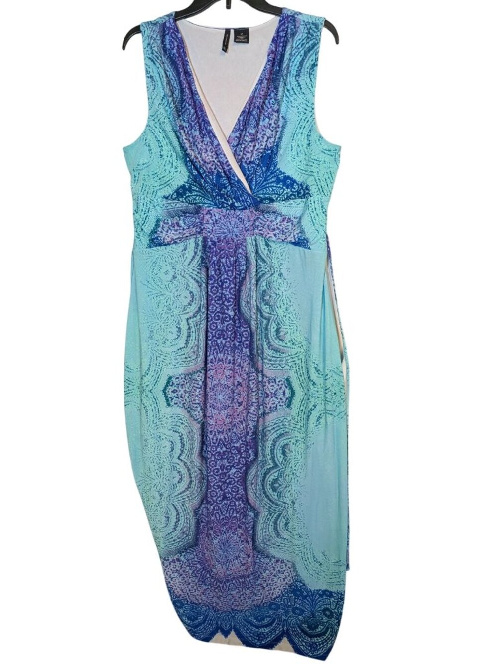 New Directions XL Sleeveless Maxi Dress With Blue & Purple Mandala Print